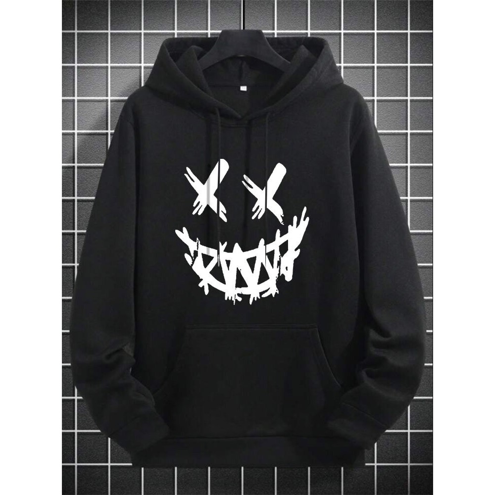 Mens Funny Smile Face Graphic Kangaroo Pocket Drawstring Hoodies Winter Mens Funny Smile Face Graphic Kangaroo Pocket Drawstring Hoodies Winter