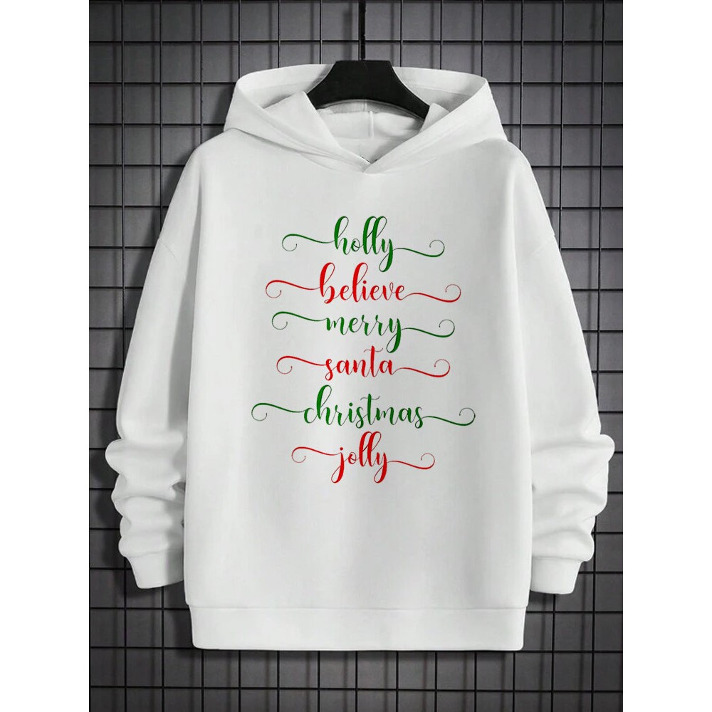 Mens Christmas Letter Print Casual Long Sleeve Hoodies Winter Mens Christmas Letter Print Casual Long Sleeve Hoodies Winter