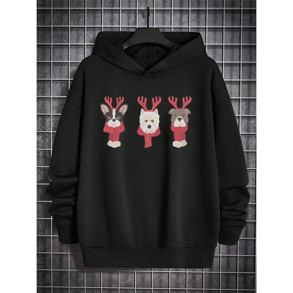 Mens Christmas Cartoon Animal Graphic Casual Long Sleeve Hoodies Winter Mens Christmas Cartoon Animal Graphic Casual Long Sleeve Hoodies Winter