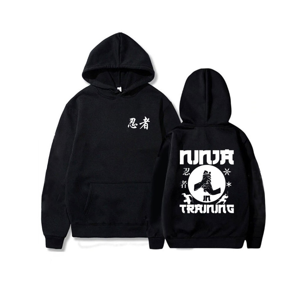 Mens Japanese Ninja Print Loose Long Sleeve Hoodies Winter Mens Japanese Ninja Print Loose Long Sleeve Hoodies Winter